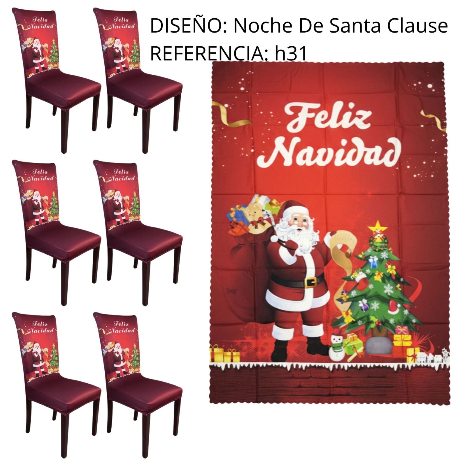 Set mantel + 6 fundas sillas NAVIDAD disponible en Yaxa Colombia